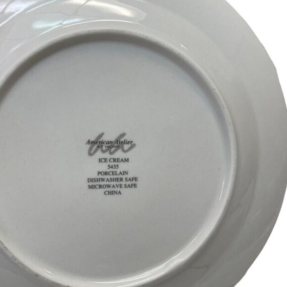 Set Of 4 American Atelier Porcelain Dessert Plates - Ice Cream Sundae Float Cone - Picture 7 of 9
